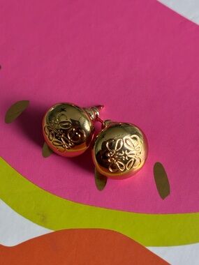 Loewe Gold Floral Dome Stud Earrings - Women Jewelry